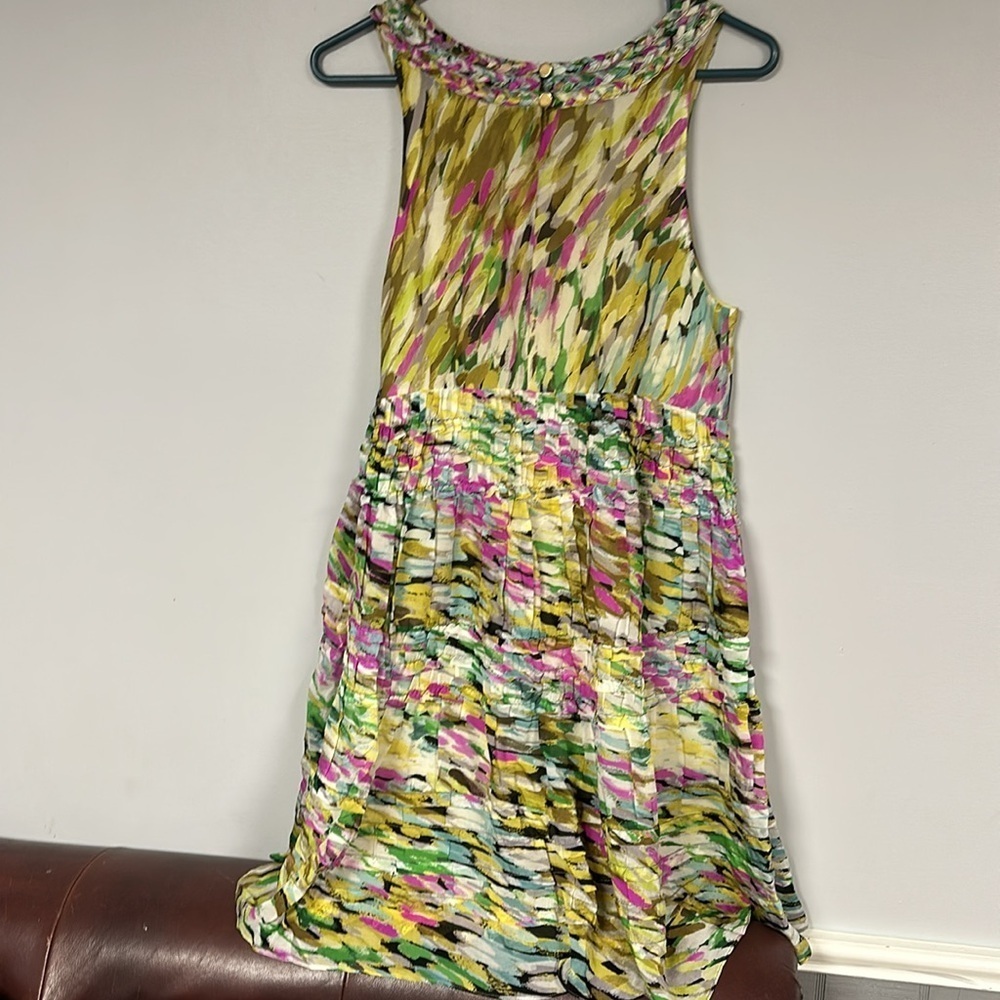 LEIFSDOTTIR sleeveless silk dress, flowery ruffles, Lined, watercolor look, 2 - Picture 3 of 13